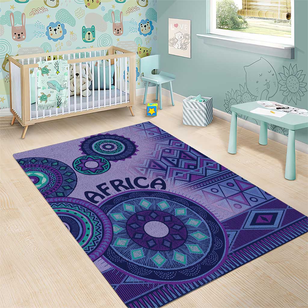 Afro Tribal Traditional Pattern Area Rug Purple Motif LT9