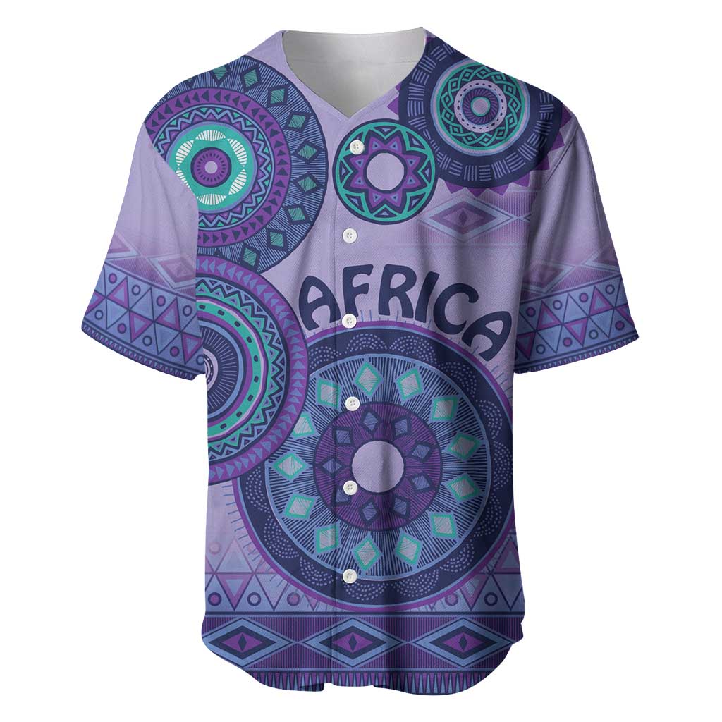 Afro Tribal Traditional Pattern Baseball Jersey Purple Motif LT9
