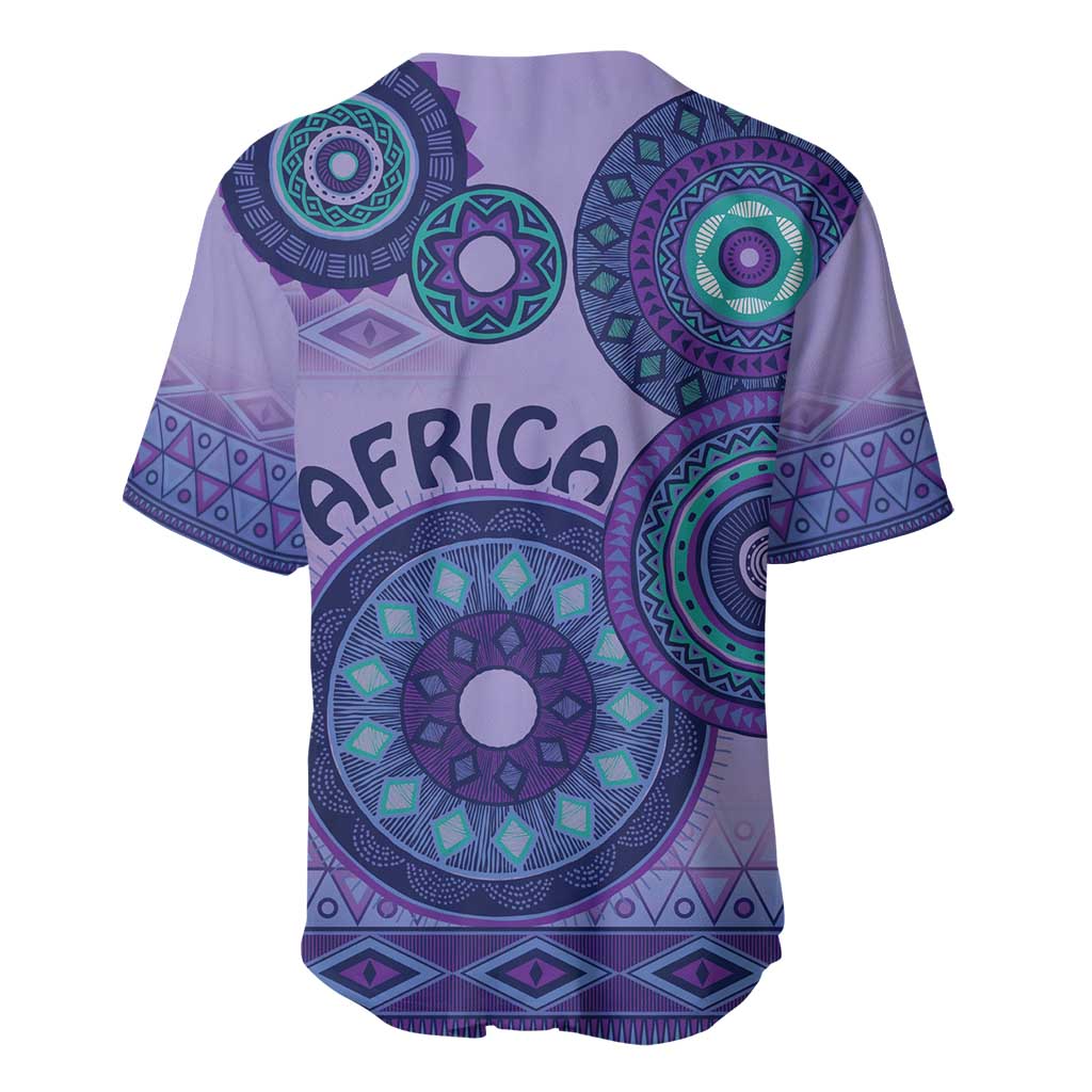 Afro Tribal Traditional Pattern Baseball Jersey Purple Motif LT9