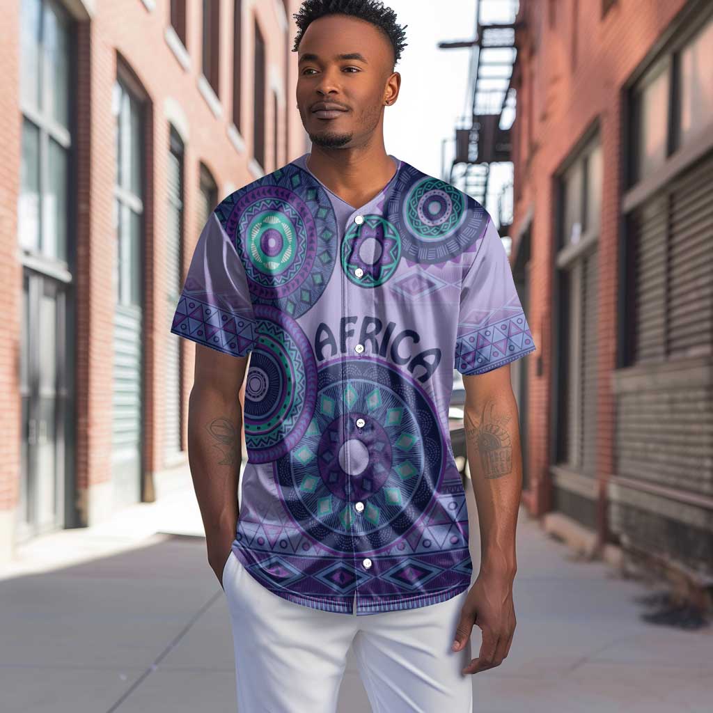 Afro Tribal Traditional Pattern Baseball Jersey Purple Motif LT9