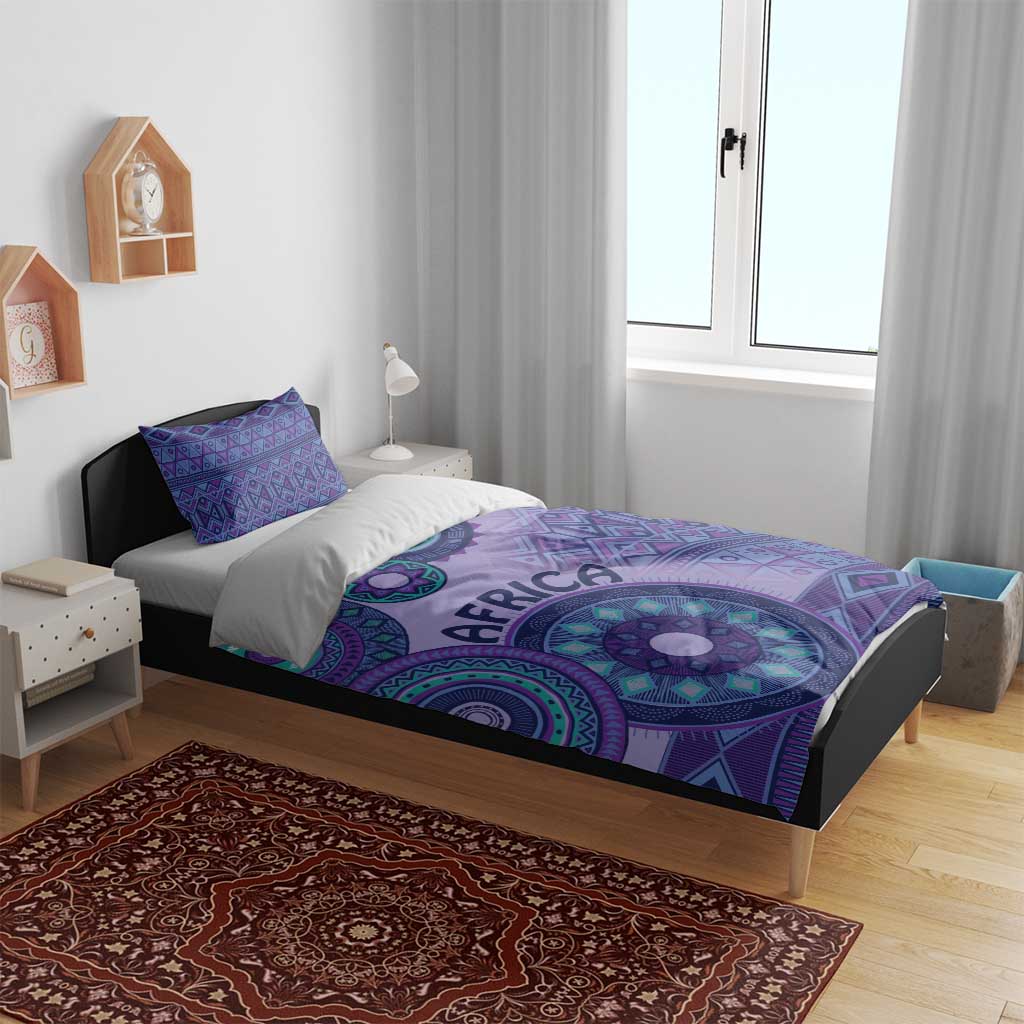 Afro Tribal Traditional Pattern Bedding Set Purple Motif LT9