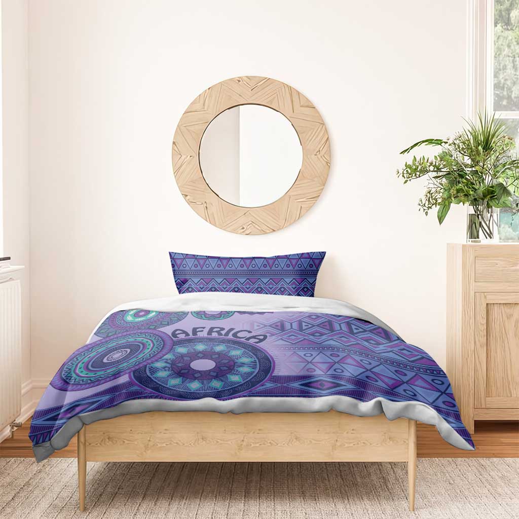 Afro Tribal Traditional Pattern Bedding Set Purple Motif LT9