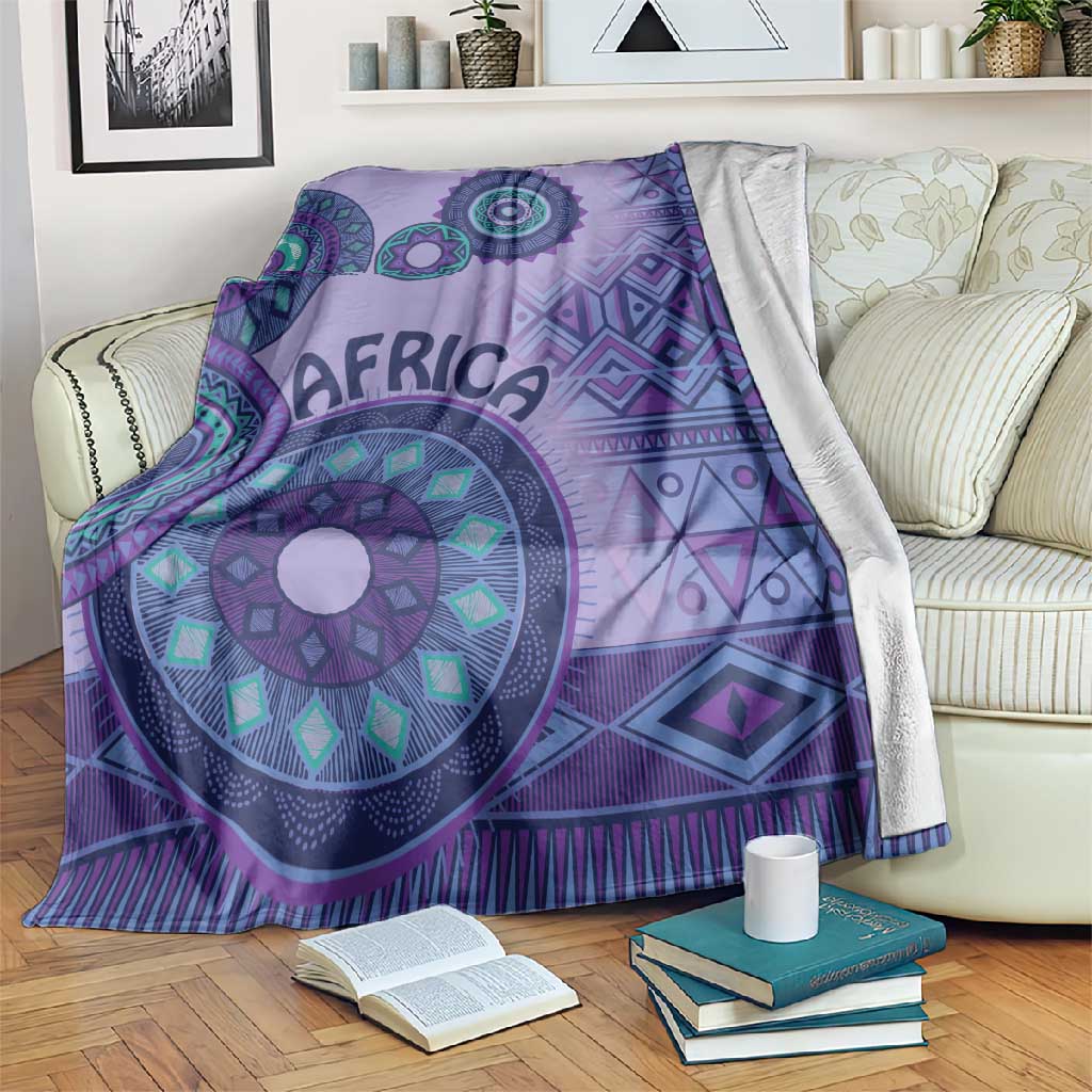 Afro Tribal Traditional Pattern Blanket Purple Motif LT9