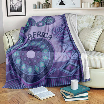 Afro Tribal Traditional Pattern Blanket Purple Motif LT9