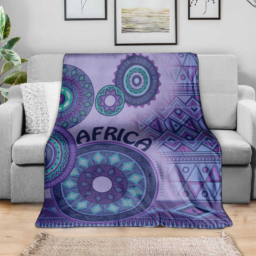 Afro Tribal Traditional Pattern Blanket Purple Motif LT9