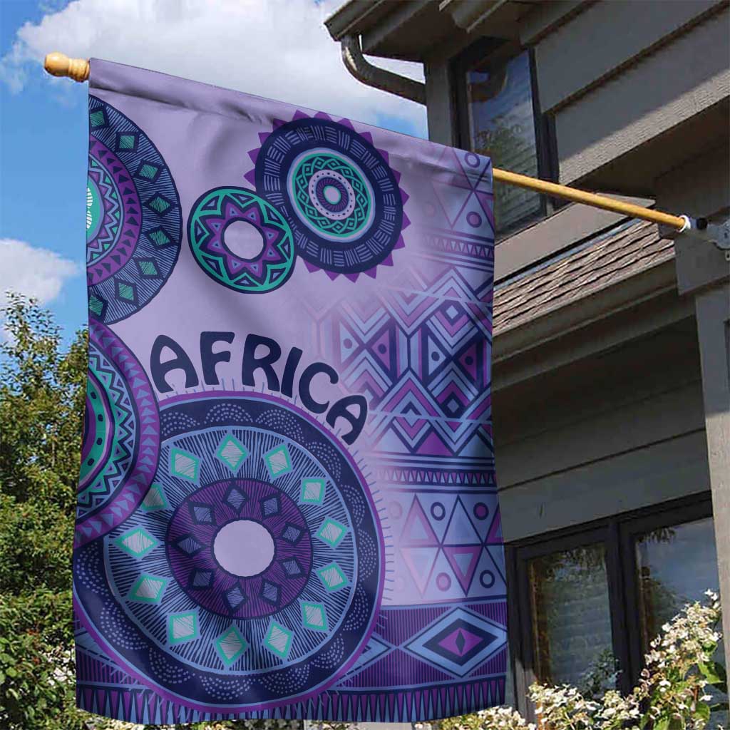 Afro Tribal Traditional Pattern Garden Flag Purple Motif LT9