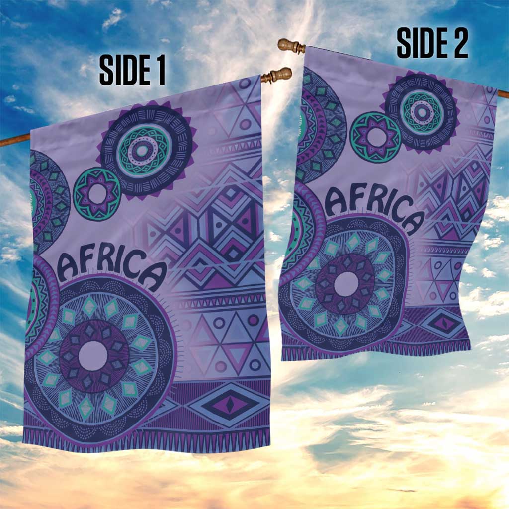 Afro Tribal Traditional Pattern Garden Flag Purple Motif LT9