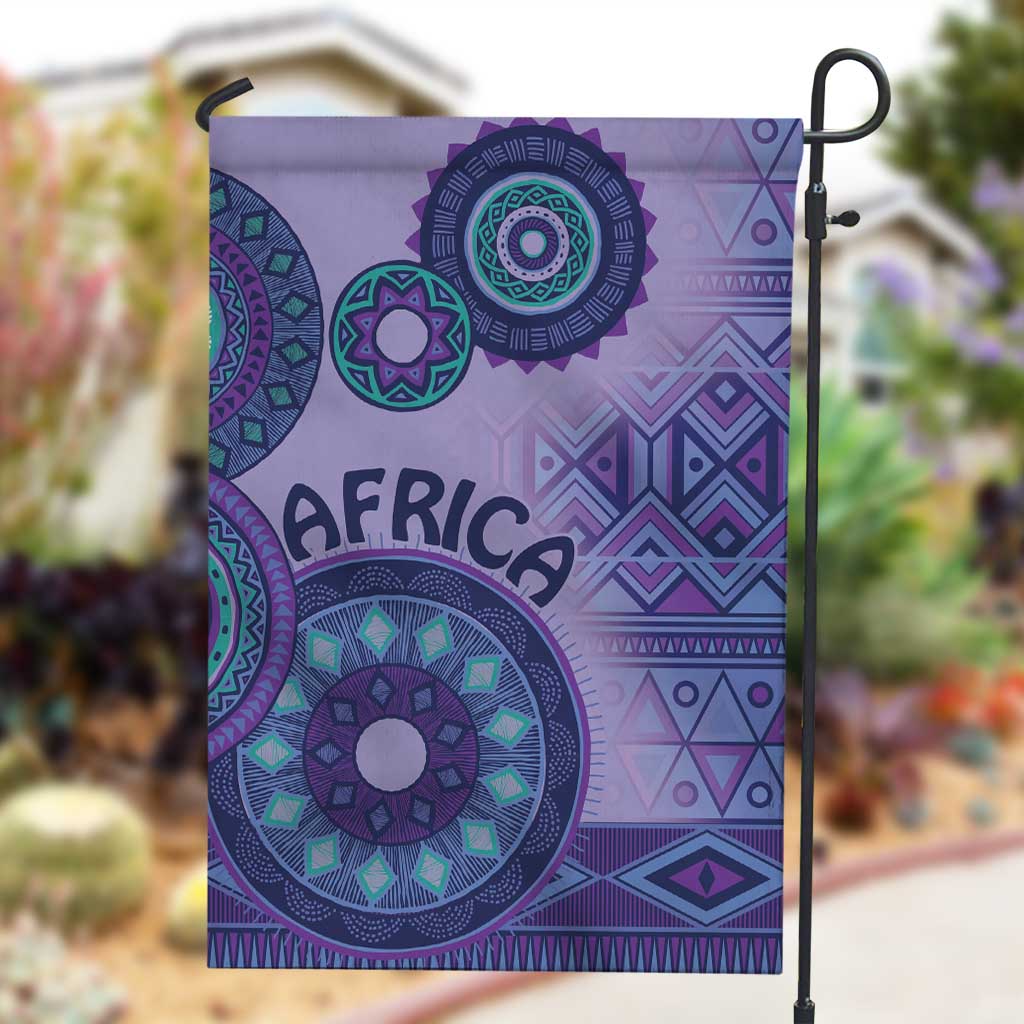 Afro Tribal Traditional Pattern Garden Flag Purple Motif LT9