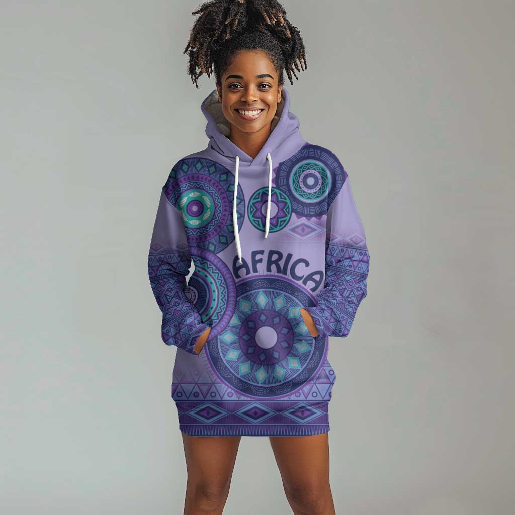 Afro Tribal Traditional Pattern Hoodie Dress Purple Motif LT9