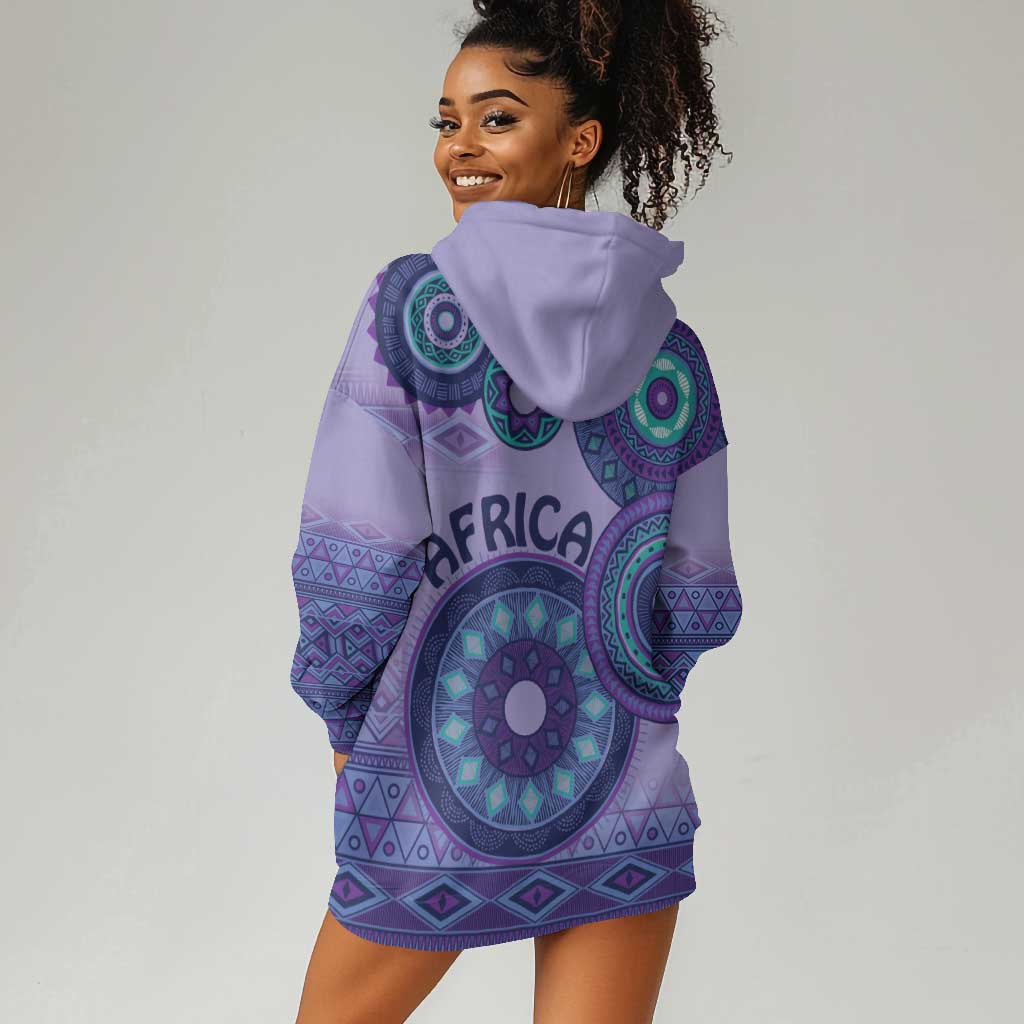 Afro Tribal Traditional Pattern Hoodie Dress Purple Motif LT9