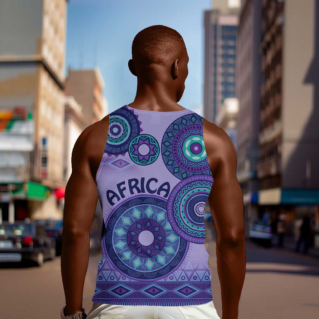 Afro Tribal Traditional Pattern Men Tank Top Purple Motif LT9