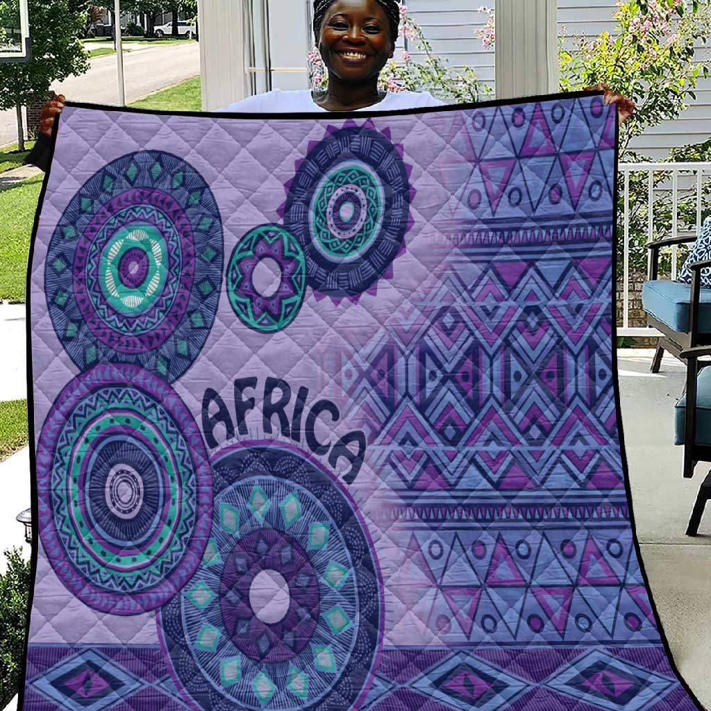 Afro Tribal Traditional Pattern Quilt Purple Motif LT9