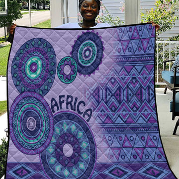 Afro Tribal Traditional Pattern Quilt Purple Motif LT9
