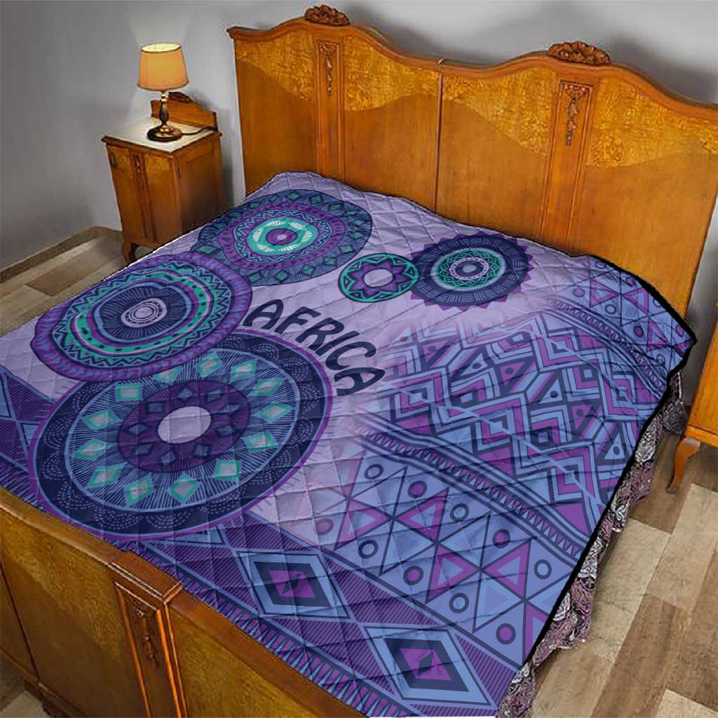 Afro Tribal Traditional Pattern Quilt Purple Motif LT9