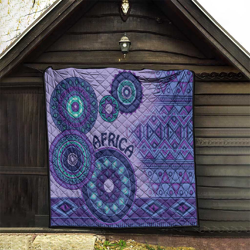 Afro Tribal Traditional Pattern Quilt Purple Motif LT9