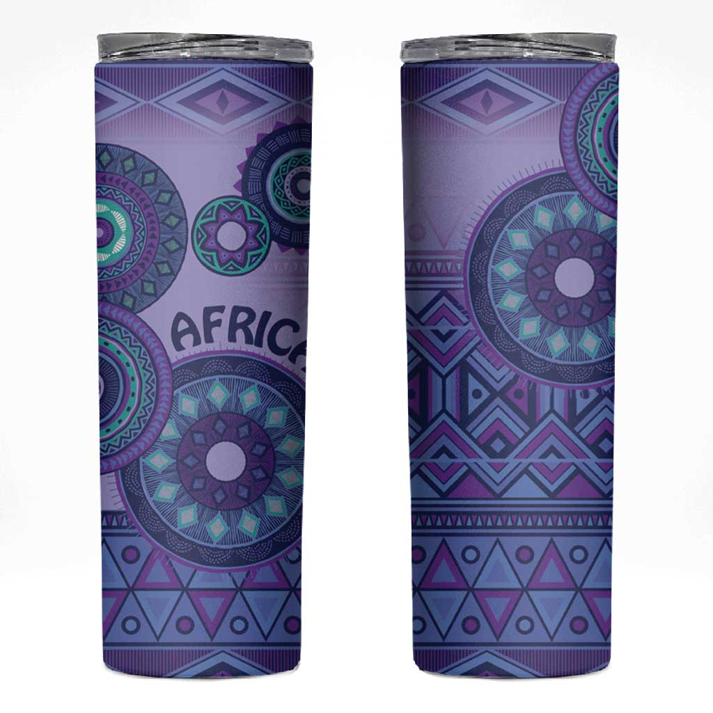 Afro Tribal Traditional Pattern Skinny Tumbler Purple Motif LT9