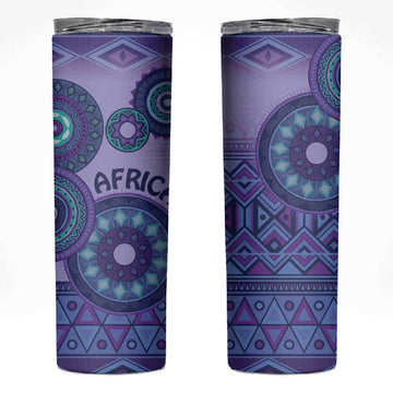Afro Tribal Traditional Pattern Skinny Tumbler Purple Motif LT9