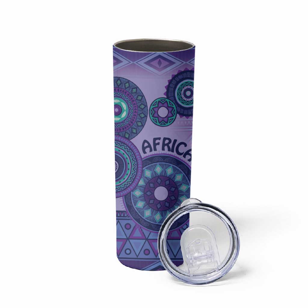 Afro Tribal Traditional Pattern Skinny Tumbler Purple Motif LT9