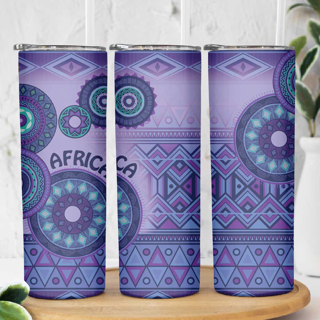 Afro Tribal Traditional Pattern Skinny Tumbler Purple Motif LT9