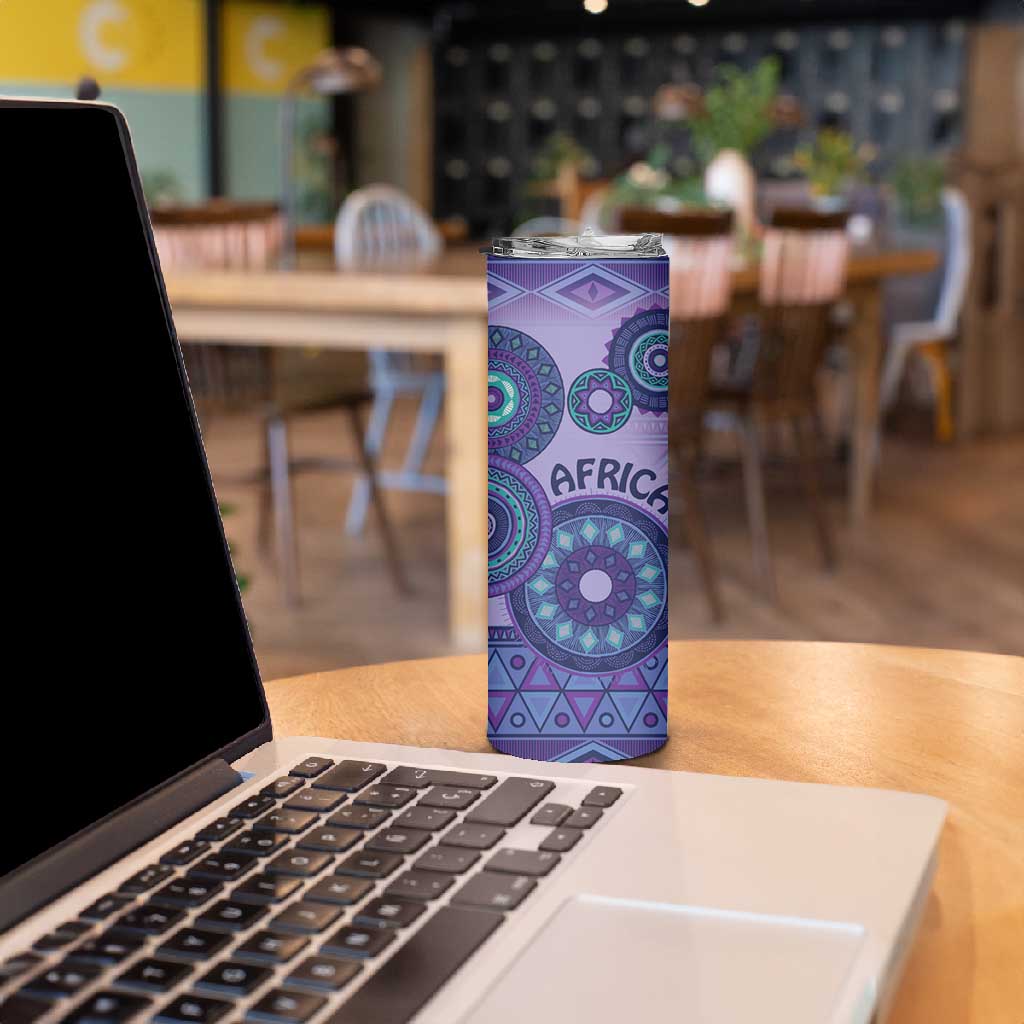 Afro Tribal Traditional Pattern Skinny Tumbler Purple Motif LT9