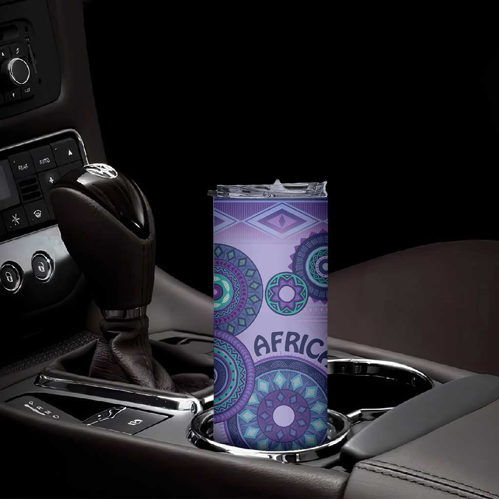 Afro Tribal Traditional Pattern Skinny Tumbler Purple Motif LT9