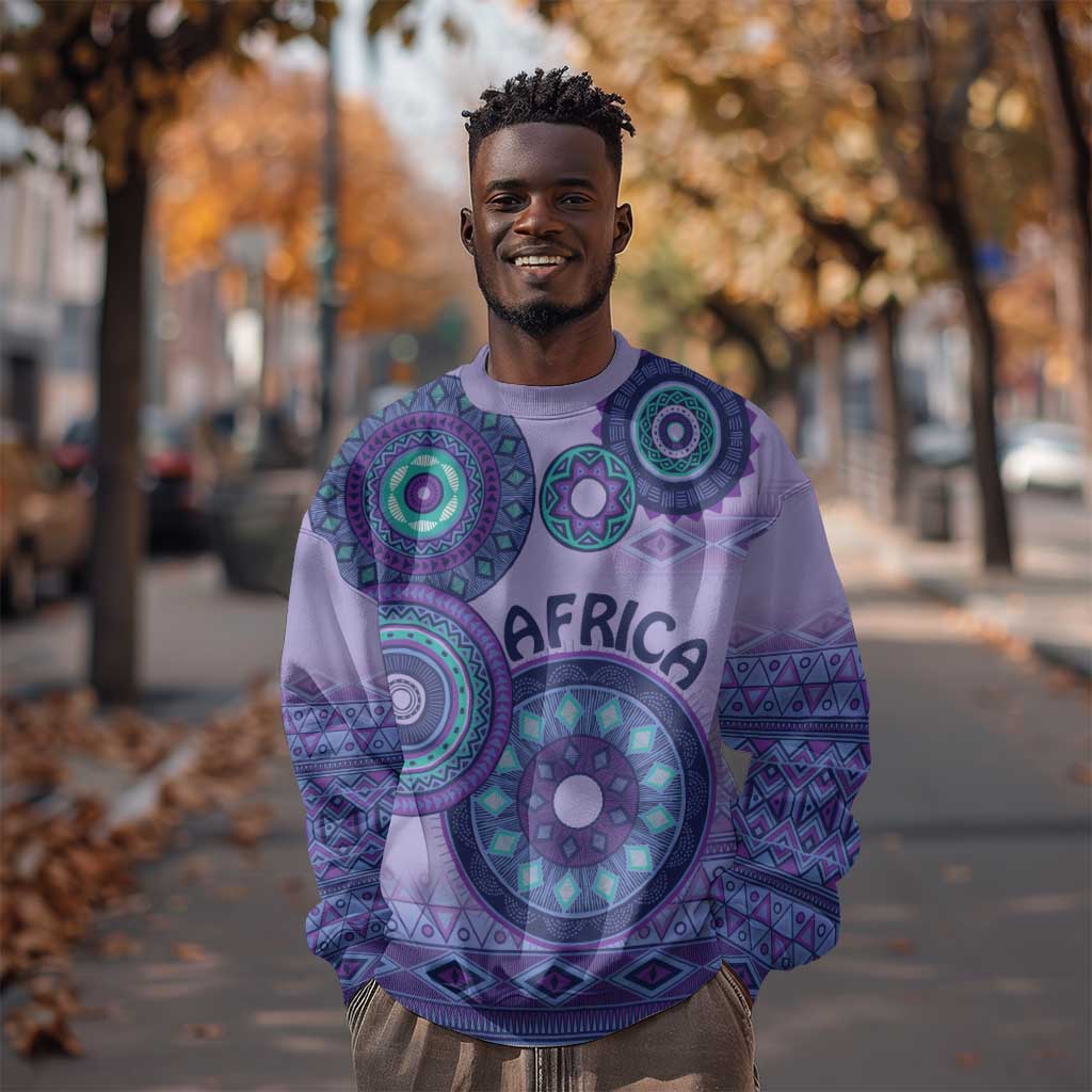 Afro Tribal Traditional Pattern Sweatshirt Purple Motif LT9