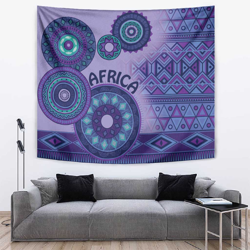Afro Tribal Traditional Pattern Tapestry Purple Motif LT9