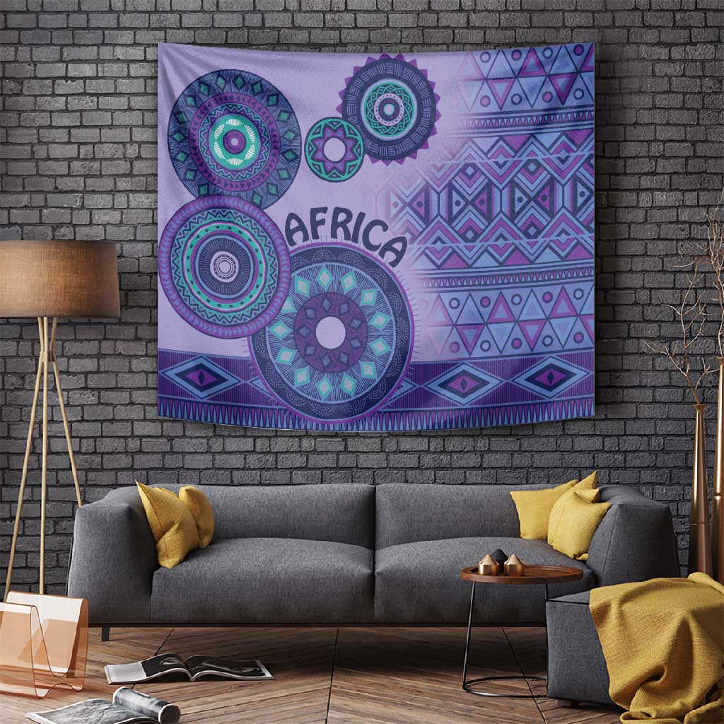 Afro Tribal Traditional Pattern Tapestry Purple Motif LT9