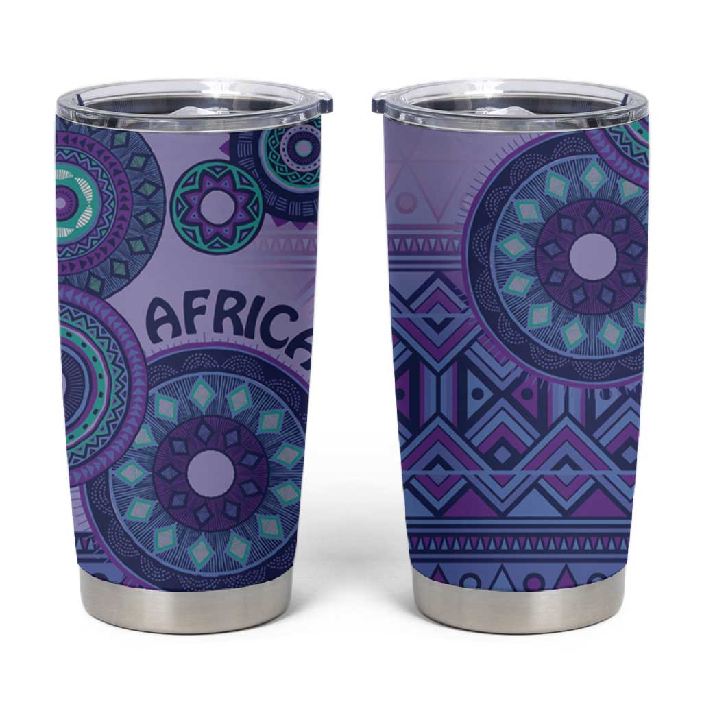 Afro Tribal Traditional Pattern Tumbler Cup Purple Motif LT9