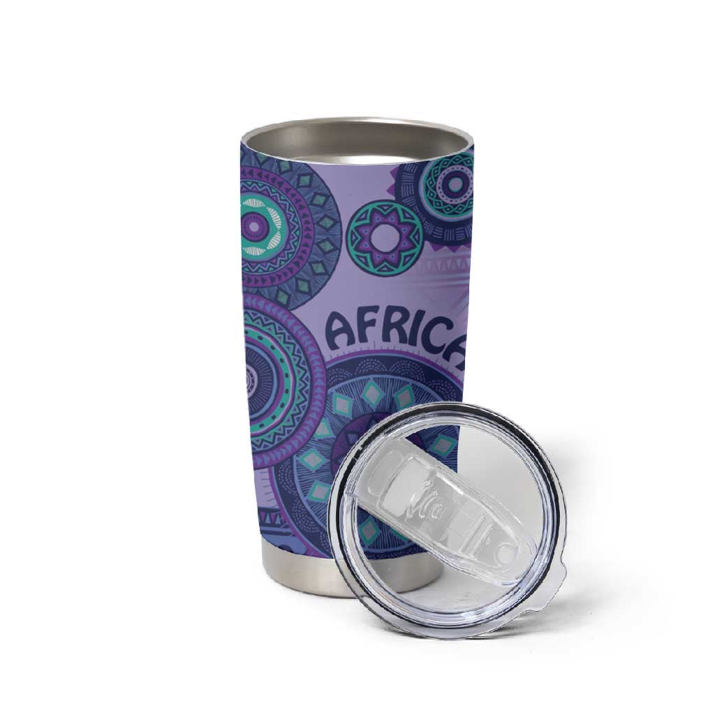 Afro Tribal Traditional Pattern Tumbler Cup Purple Motif LT9