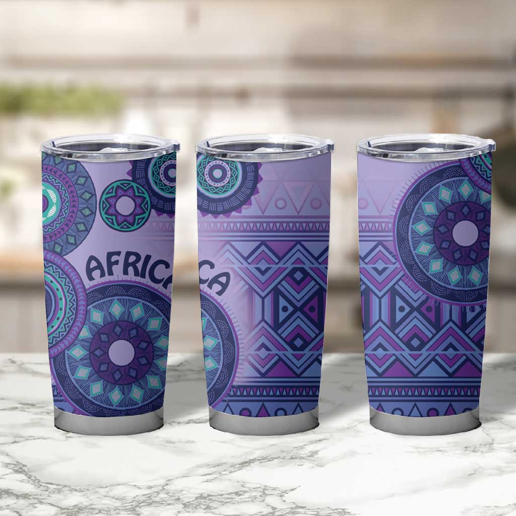 Afro Tribal Traditional Pattern Tumbler Cup Purple Motif LT9