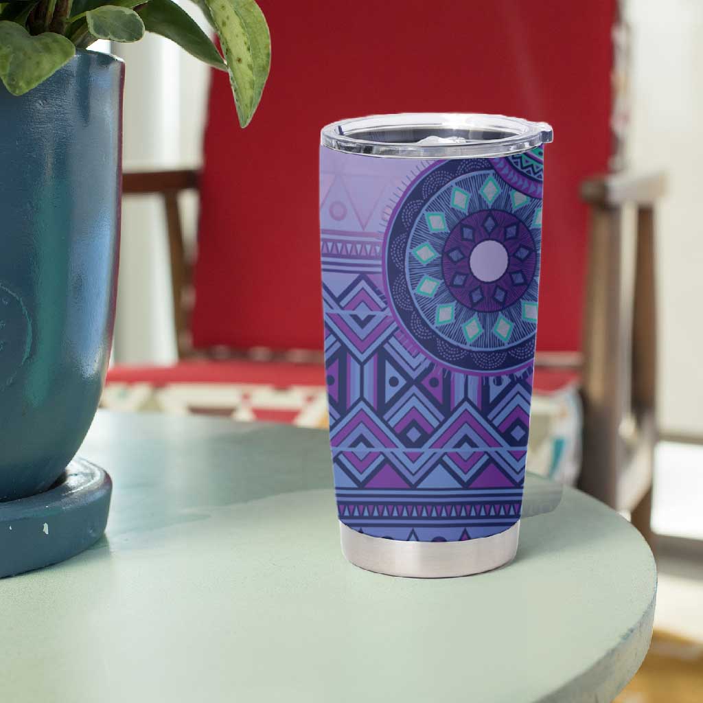 Afro Tribal Traditional Pattern Tumbler Cup Purple Motif LT9
