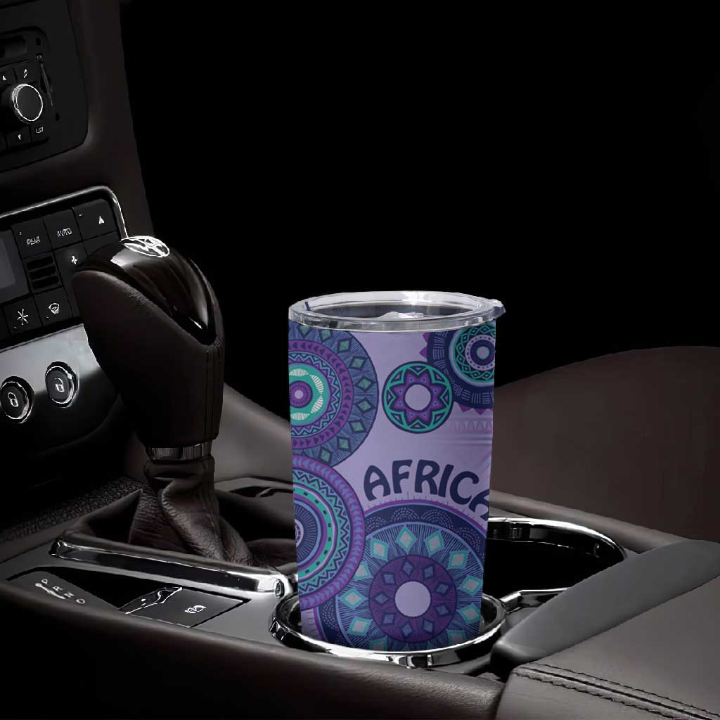 Afro Tribal Traditional Pattern Tumbler Cup Purple Motif LT9
