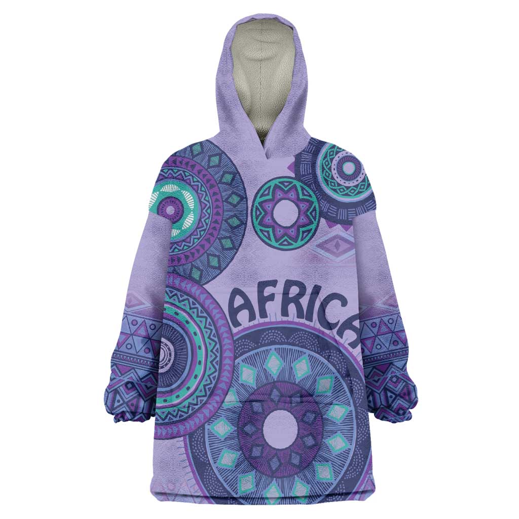 Afro Tribal Traditional Pattern Wearable Blanket Hoodie Purple Motif LT9