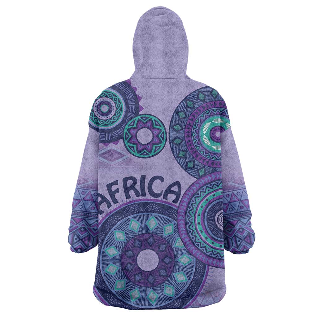 Afro Tribal Traditional Pattern Wearable Blanket Hoodie Purple Motif LT9