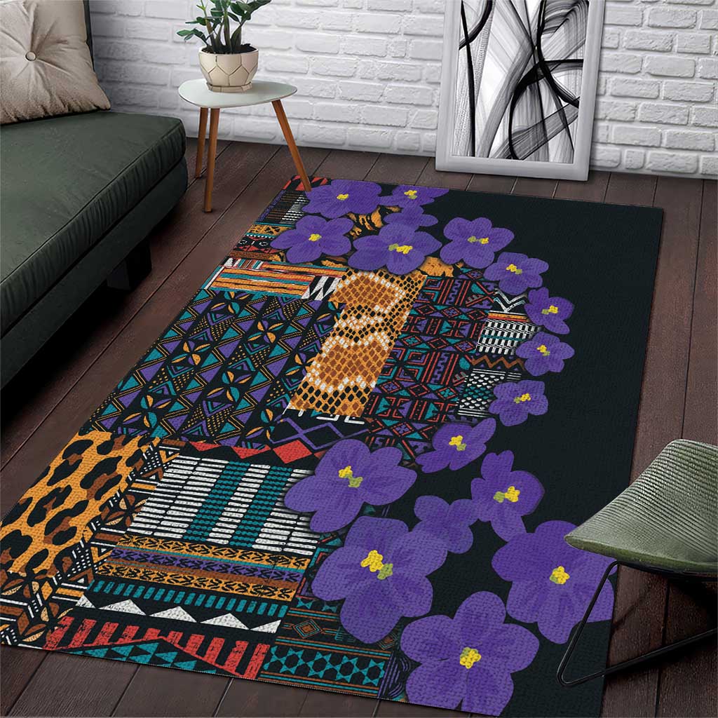 Afro Violets Flowers Area Rug Mix Native Tribal Pattern LT9