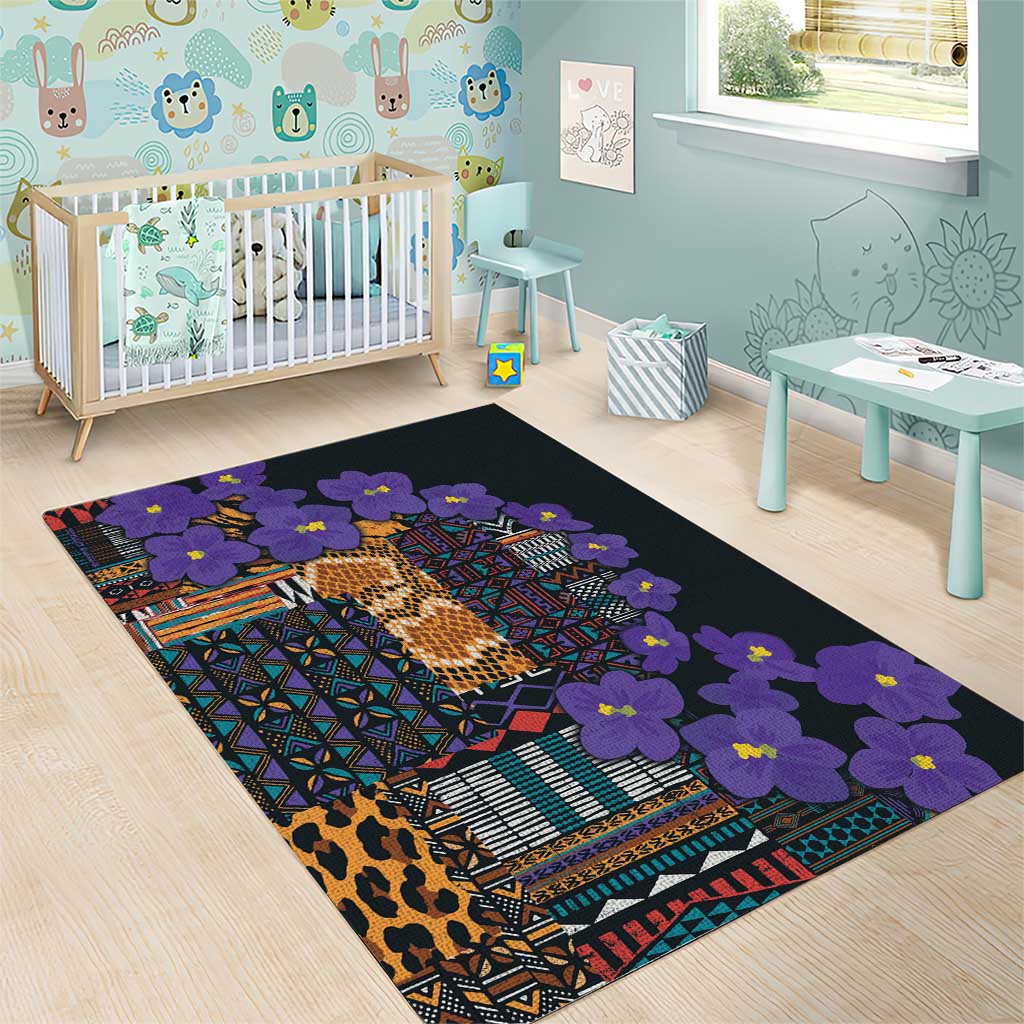 Afro Violets Flowers Area Rug Mix Native Tribal Pattern LT9