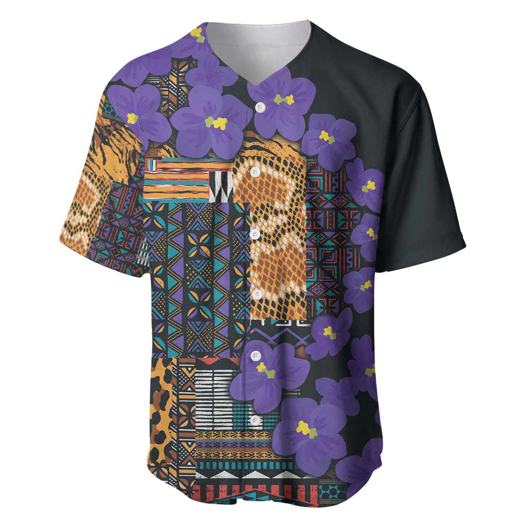 Afro Violets Flowers Baseball Jersey Mix Native Tribal Pattern LT9
