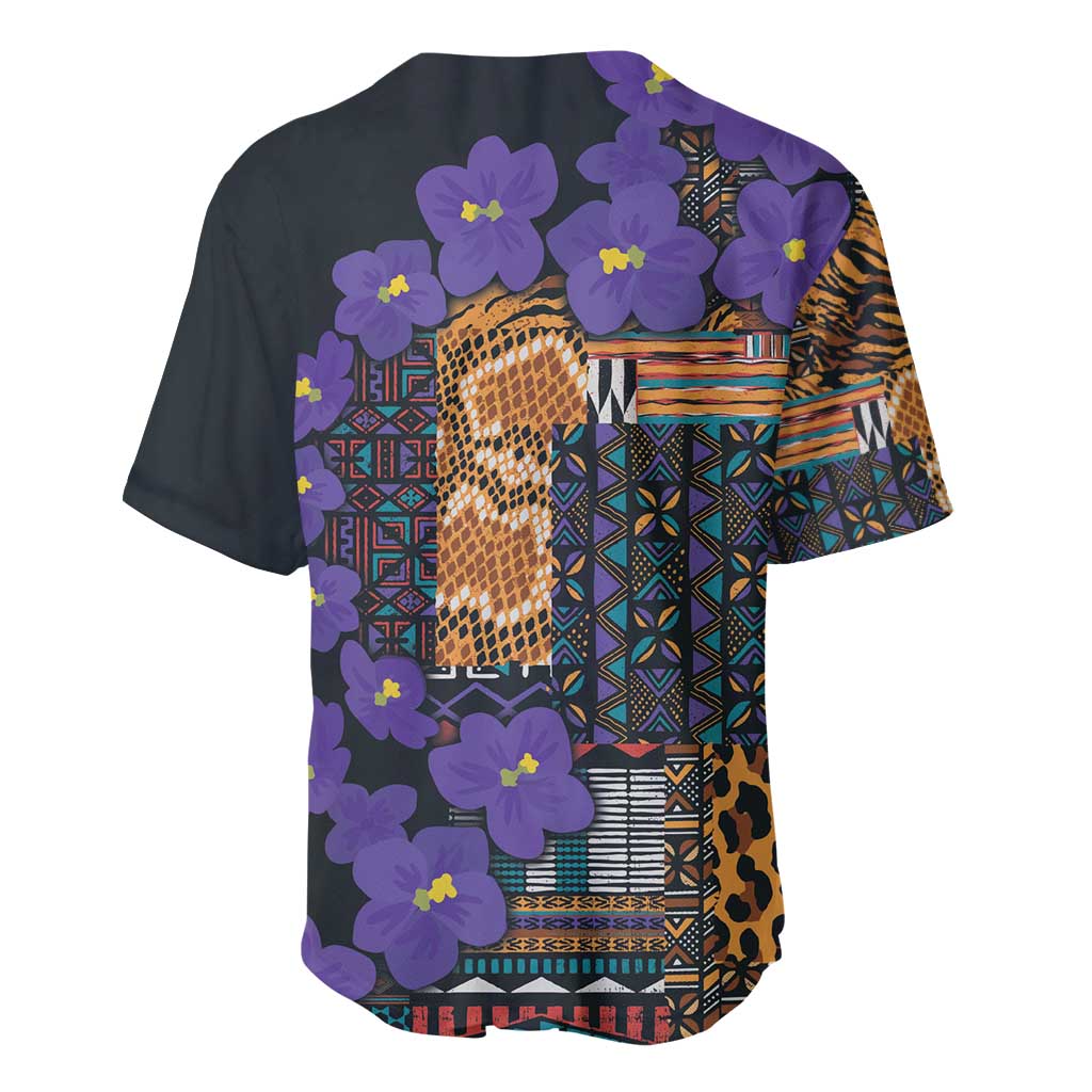 Afro Violets Flowers Baseball Jersey Mix Native Tribal Pattern LT9