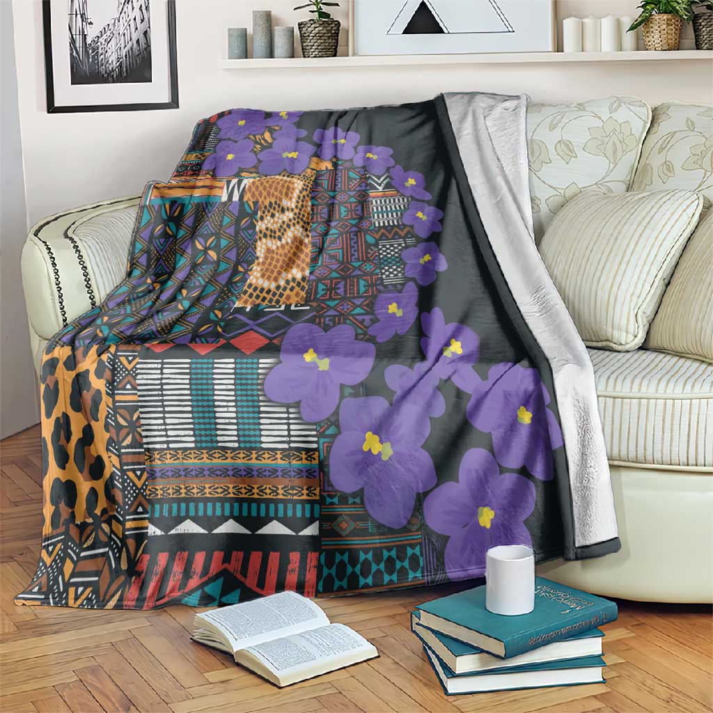 Afro Violets Flowers Blanket Mix Native Tribal Pattern LT9