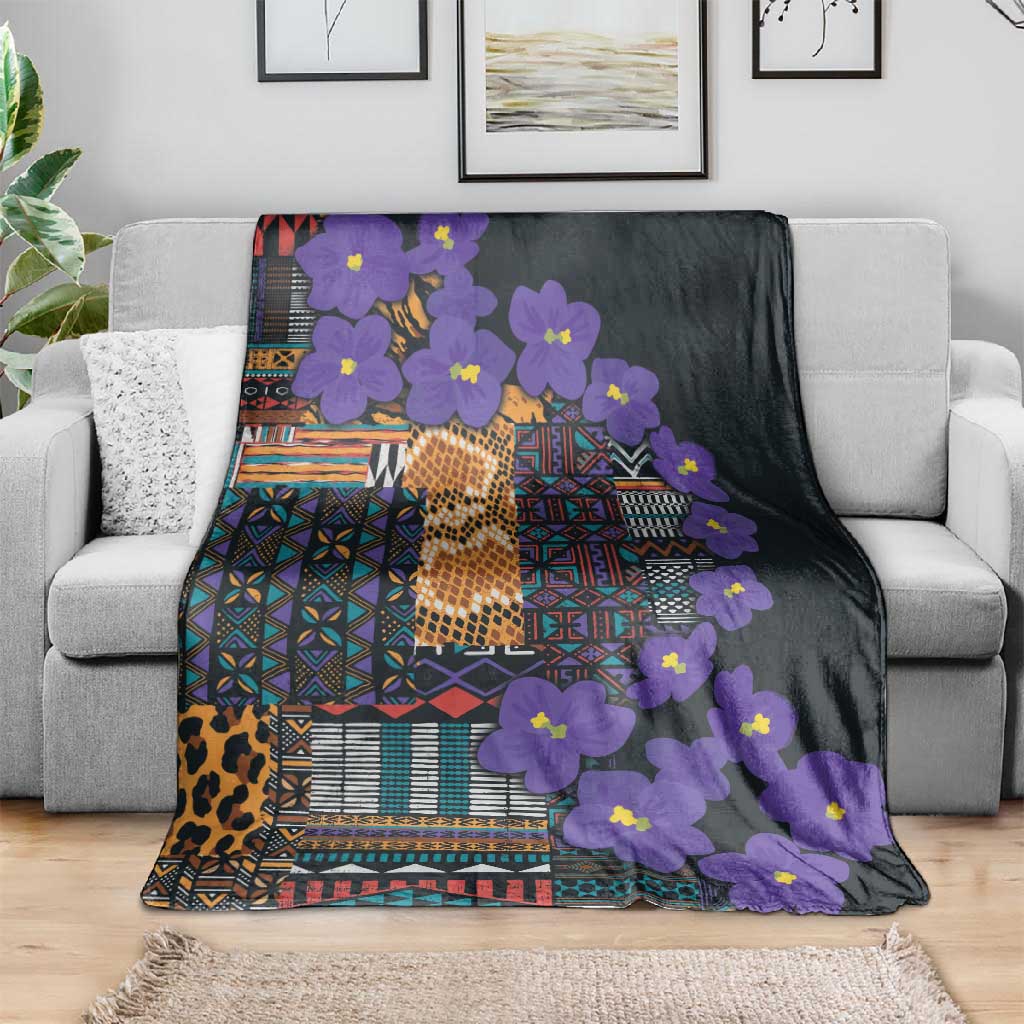 Afro Violets Flowers Blanket Mix Native Tribal Pattern LT9