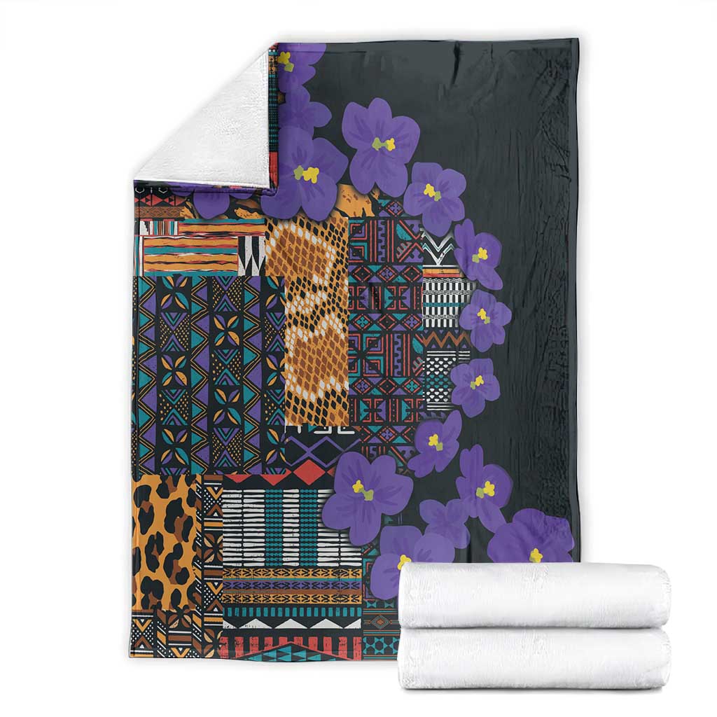 Afro Violets Flowers Blanket Mix Native Tribal Pattern LT9