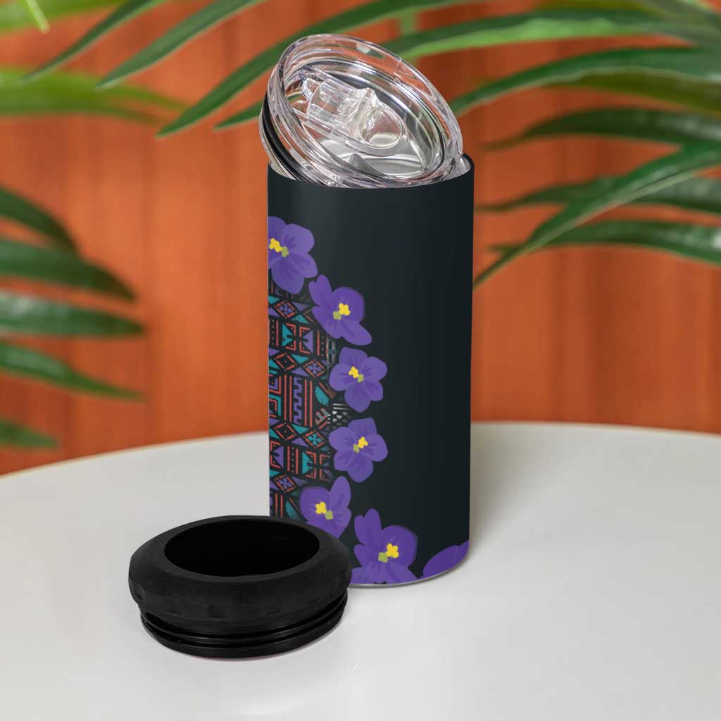 Afro Violets Flowers 4 in 1 Can Cooler Tumbler Mix Native Tribal Pattern LT9