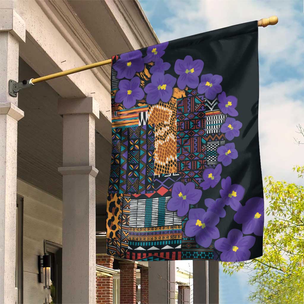 Afro Violets Flowers Garden Flag Mix Native Tribal Pattern LT9