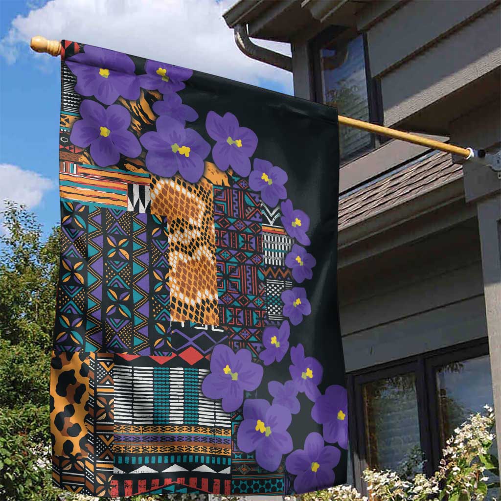 Afro Violets Flowers Garden Flag Mix Native Tribal Pattern LT9