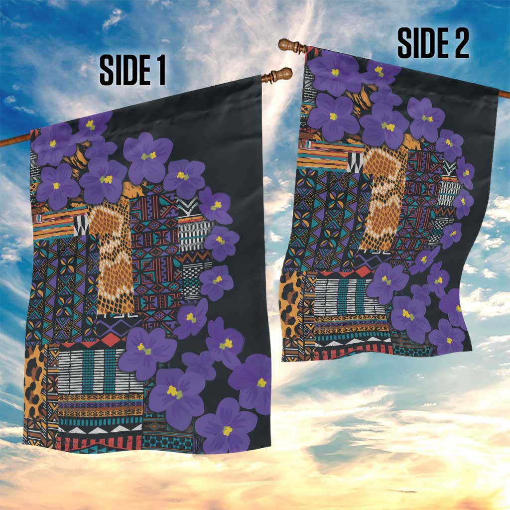 Afro Violets Flowers Garden Flag Mix Native Tribal Pattern LT9