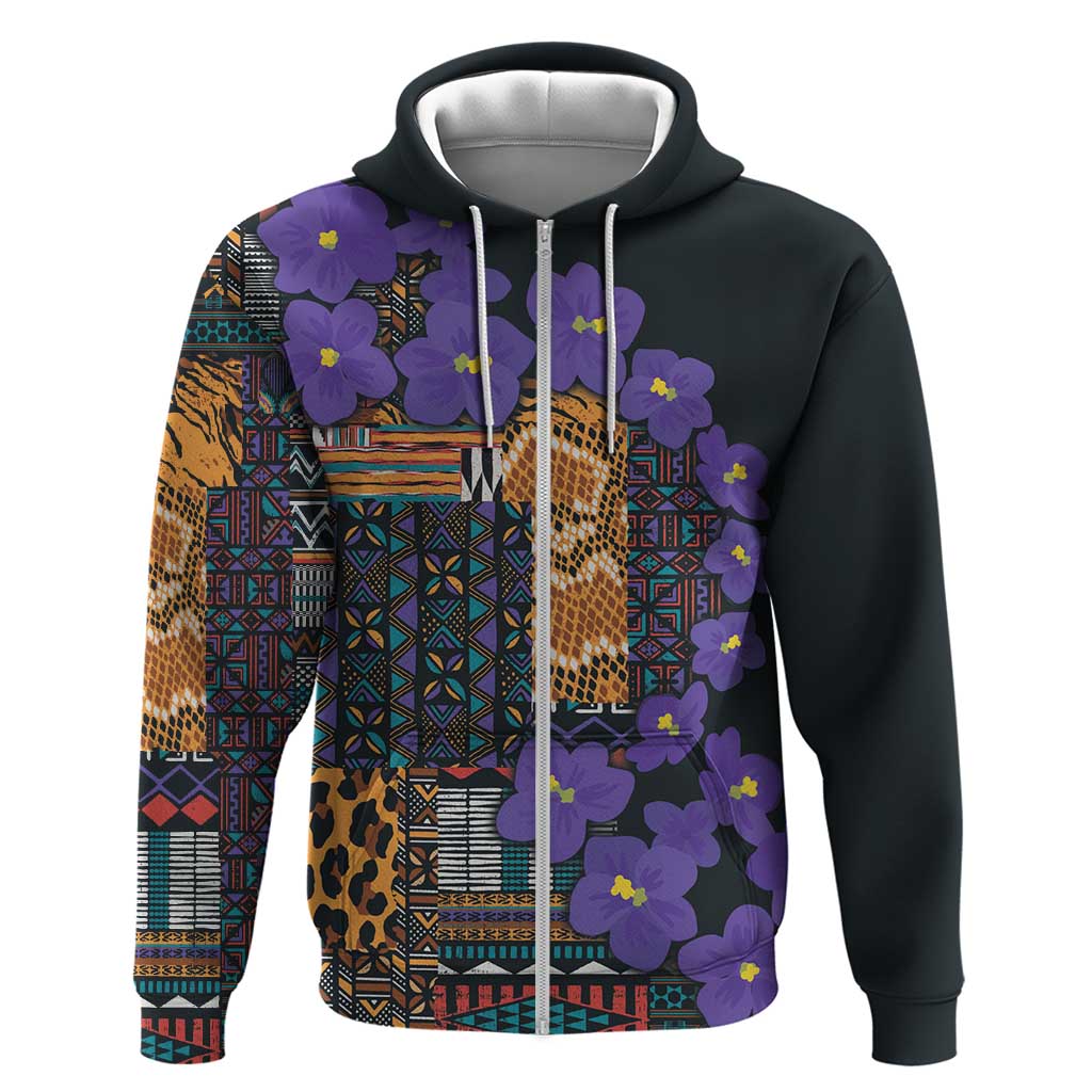 Africa Violets Flowers Hoodie Mix Native Tribal Pattern LT9