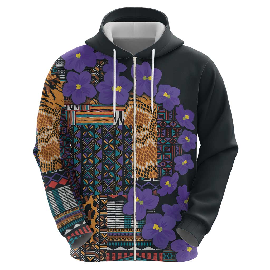 Africa Violets Flowers Hoodie Mix Native Tribal Pattern LT9
