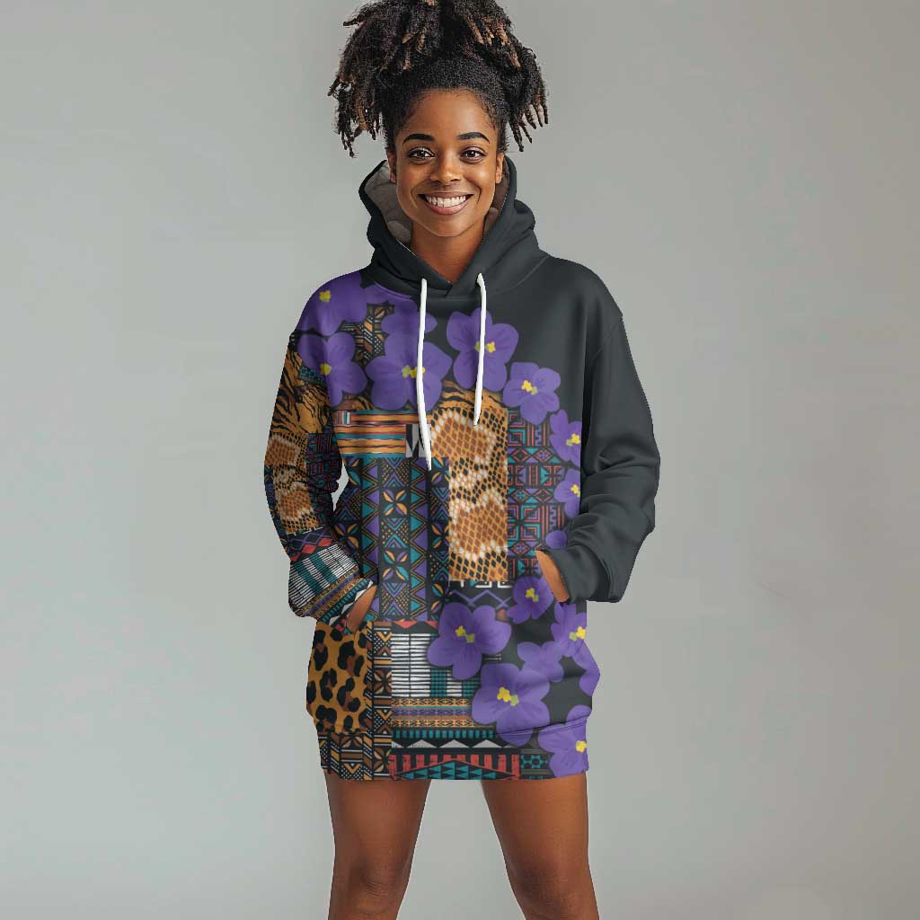 Afro Violets Flowers Hoodie Dress Mix Native Tribal Pattern LT9