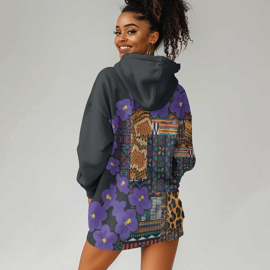 Afro Violets Flowers Hoodie Dress Mix Native Tribal Pattern LT9